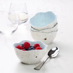 Alternative view of Lenox Fine Lenox Fine Butterfly Meadow Floral Blue Dessert Bowls, Set of 4