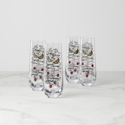 Lenox Fine Lenox Fine Make Merry Stemless Flute Glasses, Set of 4