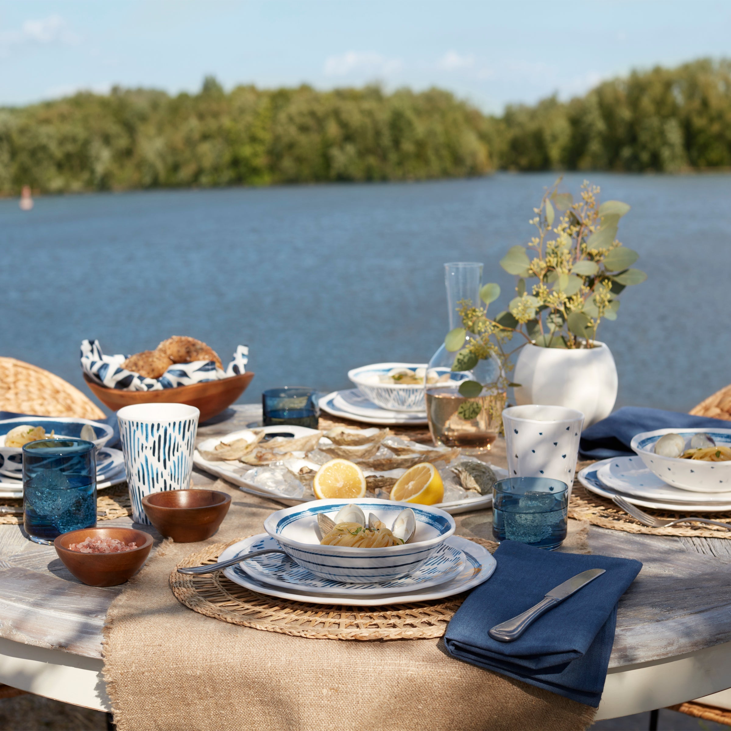 Lenox Fine Lenox Fine Blue Bay Melamine Handled Platter - Image 4