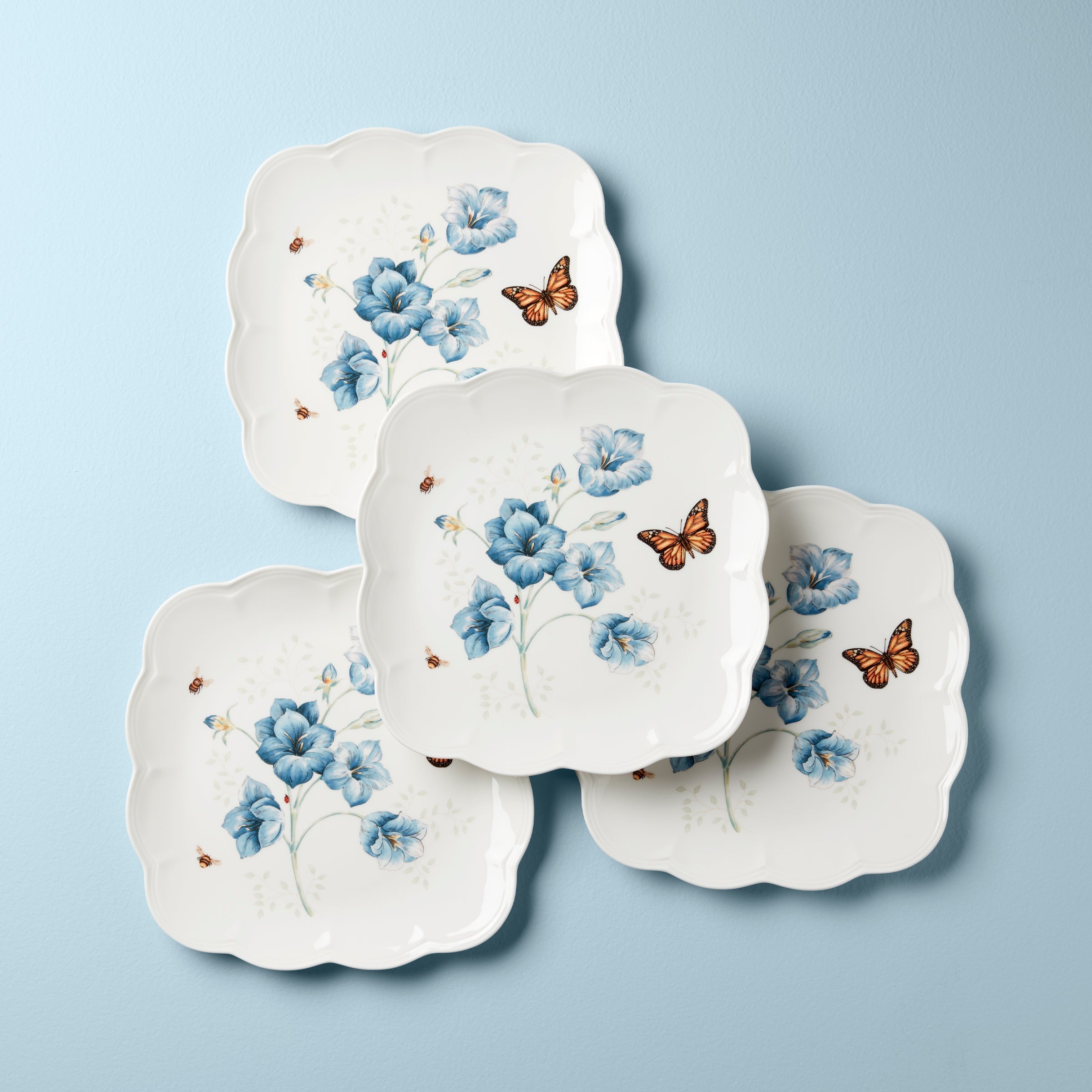 Lenox Fine Lenox Fine Butterfly Meadow Square Dinner Plates, Set of 4