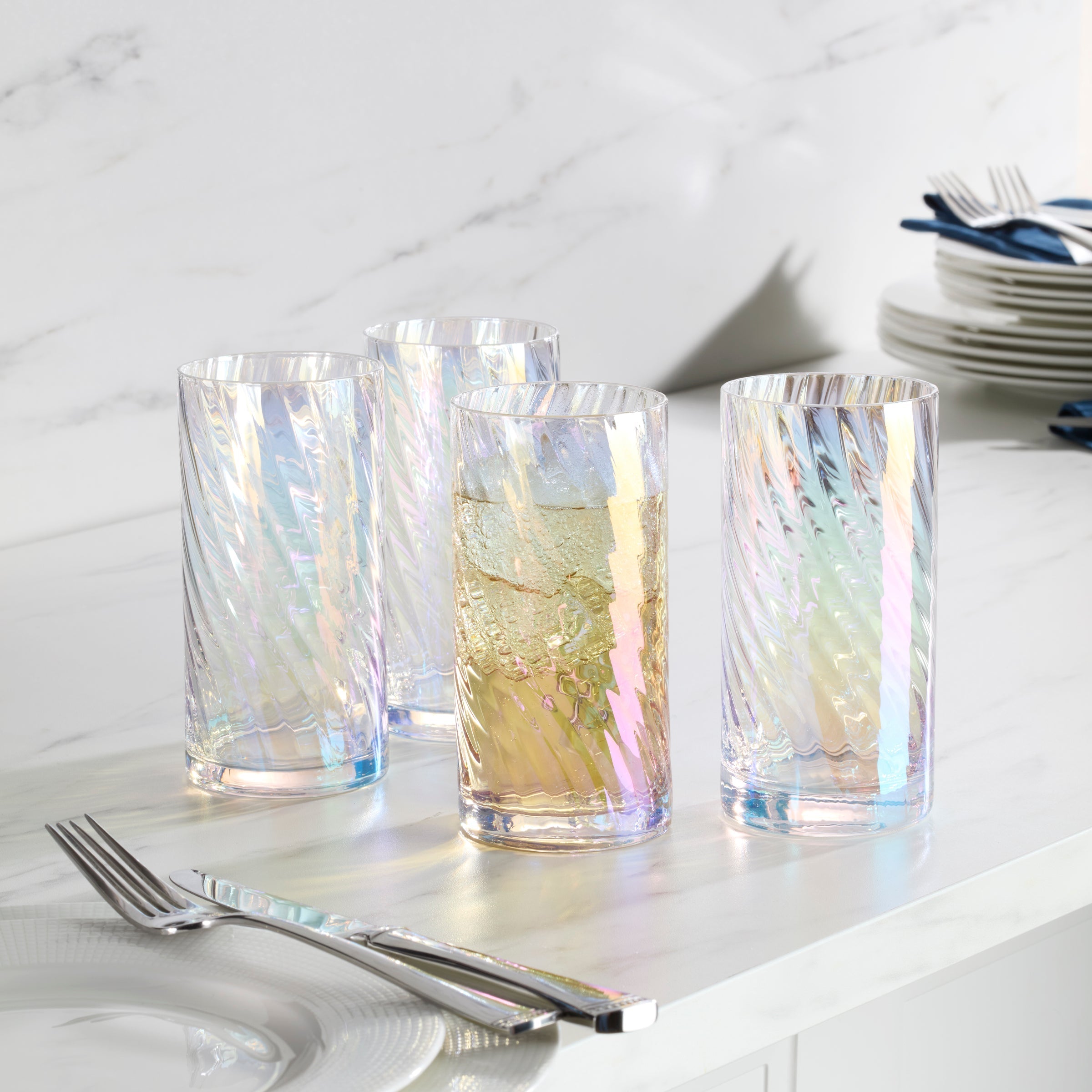 Lenox Fine Lenox Fine Tuscany Classics Iridescent Highball Glasses, Set of 4 - Image 5