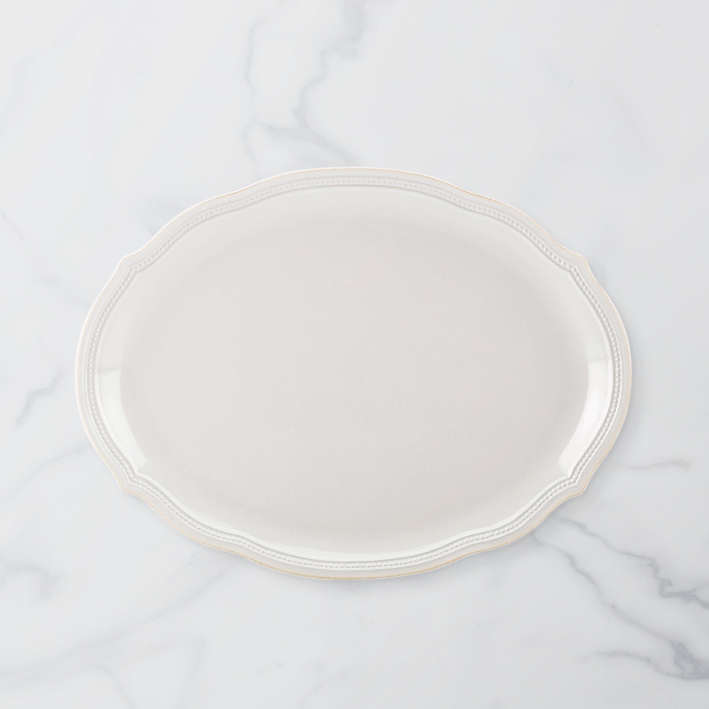 Lenox Fine Lenox Fine French Perle Bead White Oval Platter