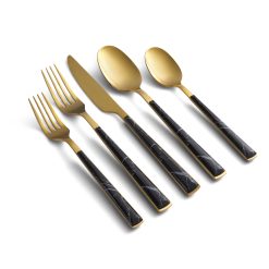 Lenox Fine Lenox Fine Eivin Gold with Black Marble Handle 20-Piece Flatware Set