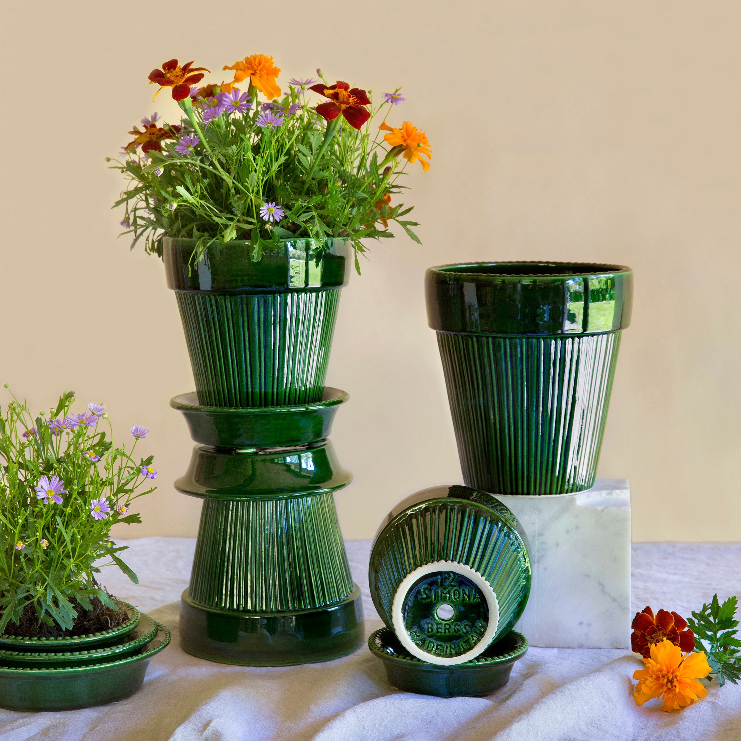 Lenox Fine Lenox Fine Simona Glazed Emerald Green 12cm Pot with Saucer - Image 5