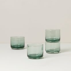 Lenox Fine Lenox Fine Tuscany Classics Stackable Green Short Glasses, Set of 4