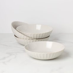 Lenox Fine Lenox Fine French Perle Scallop White Pasta Bowls, Set of 4