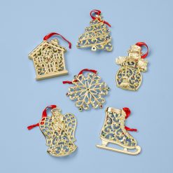Lenox Fine Lenox Fine Sparkle & Scroll Gold Ornaments, Set of 6