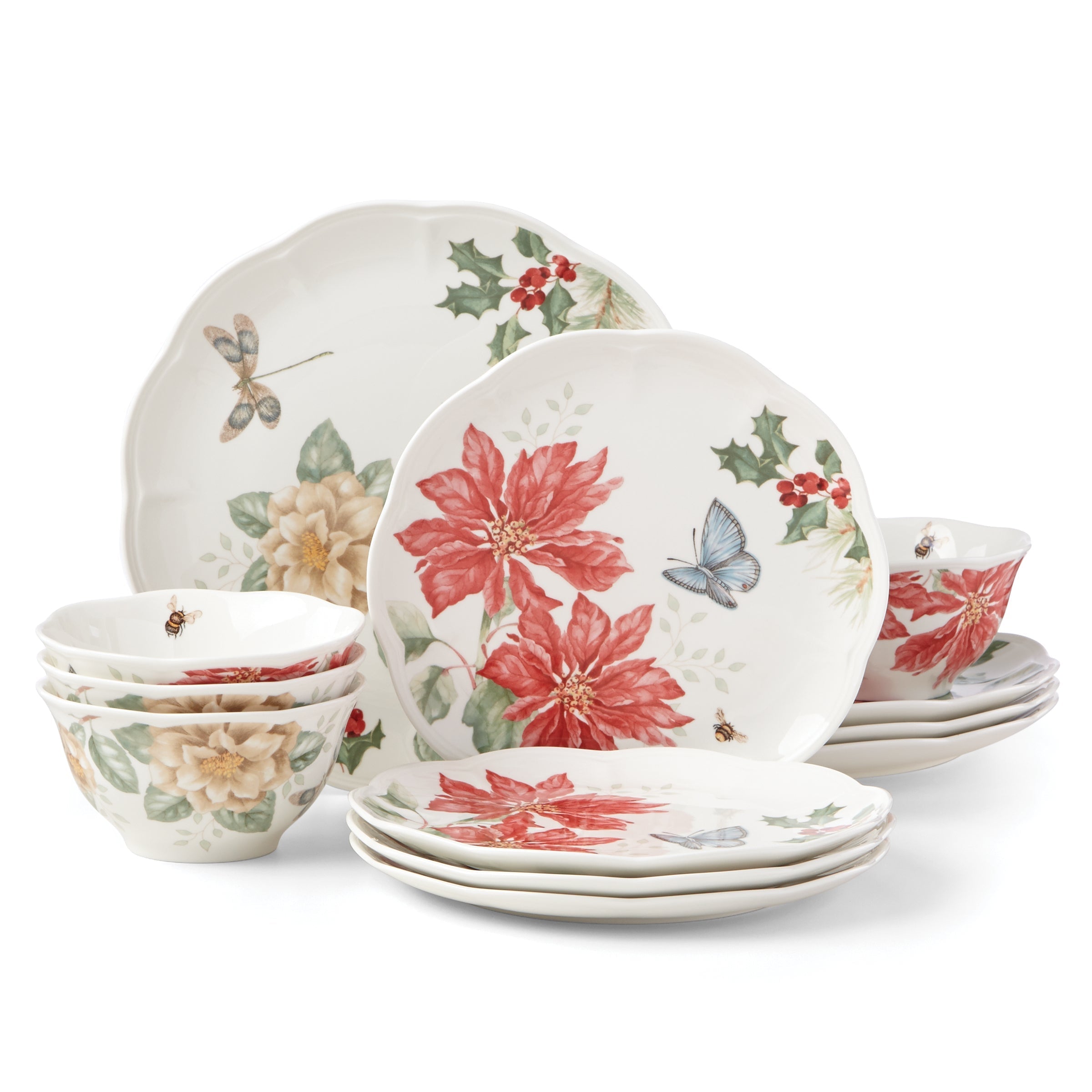 Lenox Fine Lenox Fine Butterfly Meadow Holiday 12-Piece Dinnerware Set - Image 2