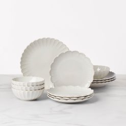 Lenox Fine Lenox Fine French Perle Scallop White 12-Piece Dinnerware Set