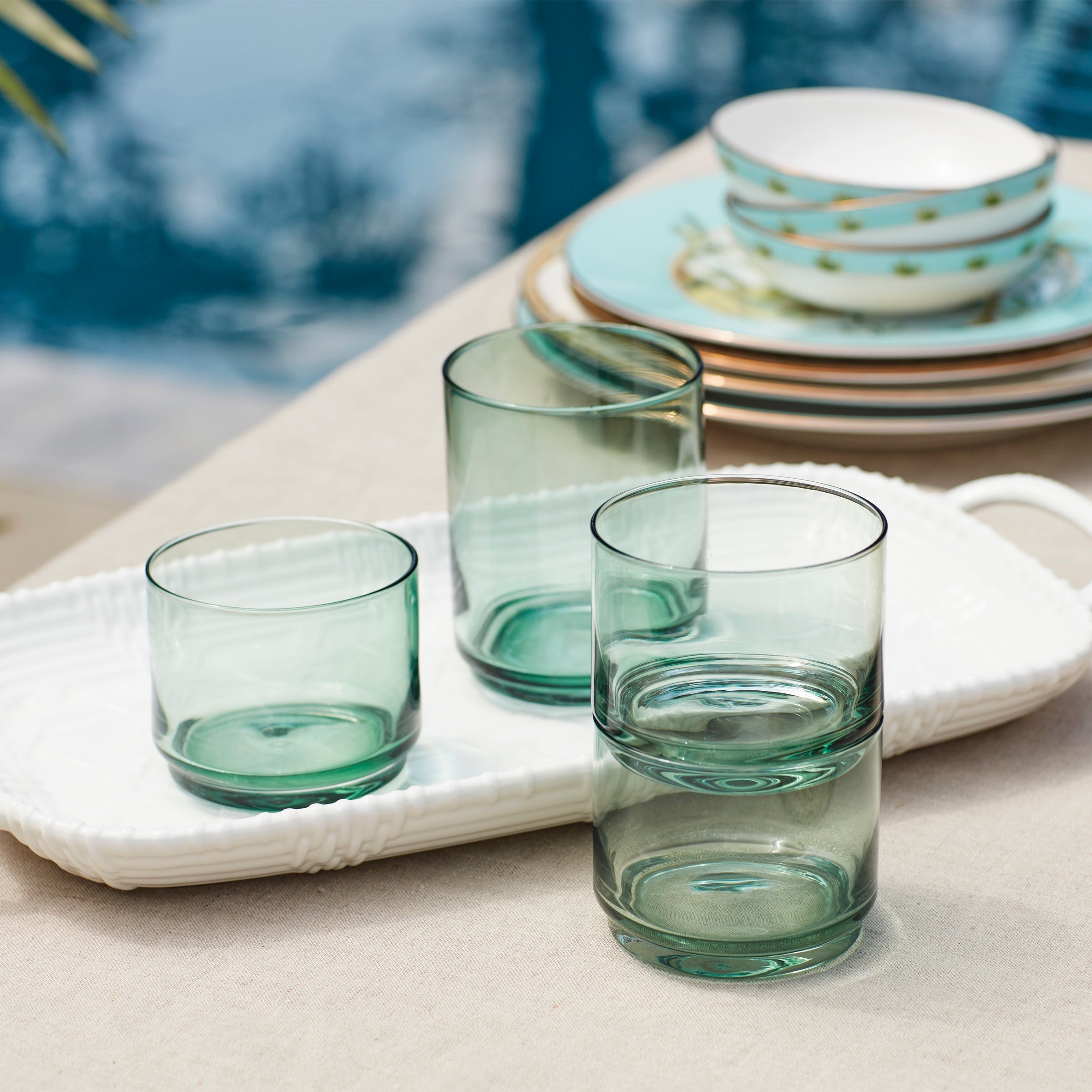 Lenox Fine Lenox Fine Tuscany Classics Stackable Green Short Glasses, Set of 4 - Image 3
