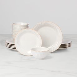 Lenox Fine Lenox Fine French Perle Groove White 18-Piece Dinnerware Set