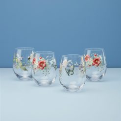 Lenox Fine Lenox Fine Butterfly Meadow Stemless Wine Glasses, Set of 4
