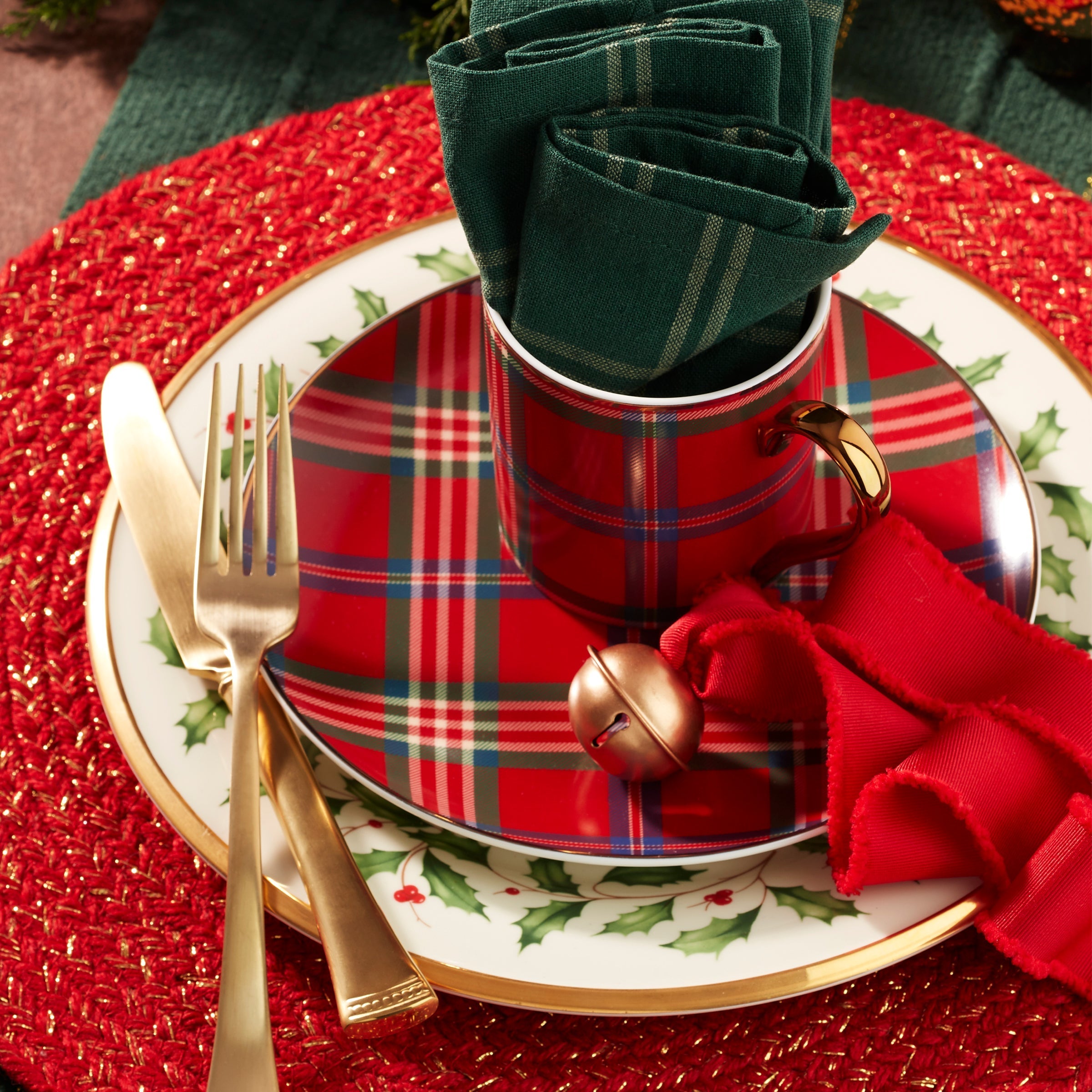 Lenox Fine Lenox Fine Holiday Red Tartan Accent Plates, Set of 4 - Image 3