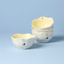 Lenox Fine Lenox Fine Butterfly Meadow Floral Yellow Dessert Bowls, Set of 4