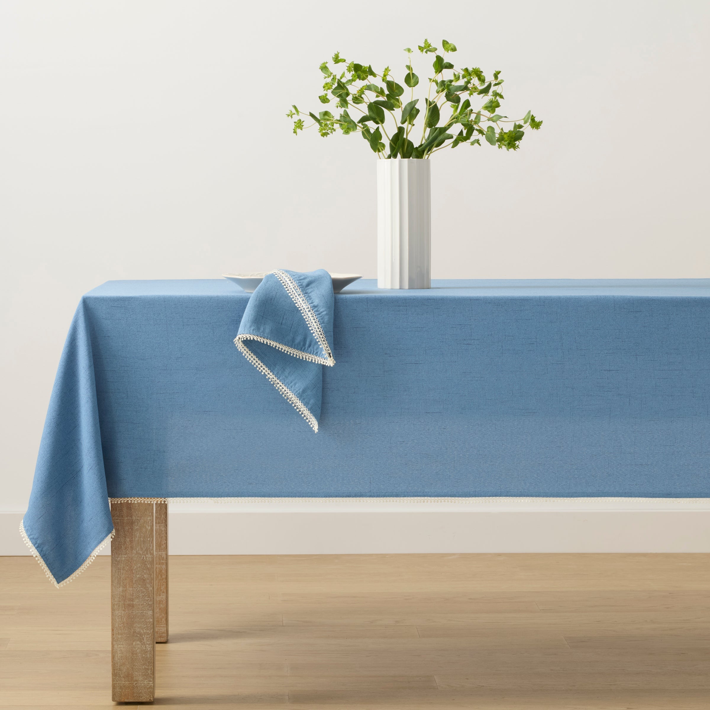 Lenox Fine Lenox Fine French Perle Solid Periwinkle 60x120 Tablecloth - Image 2