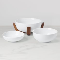 Alternative view of Lenox Fine Lenox Fine 24 Seven White 3-Piece Nesting Bowl Set with Wood Stand