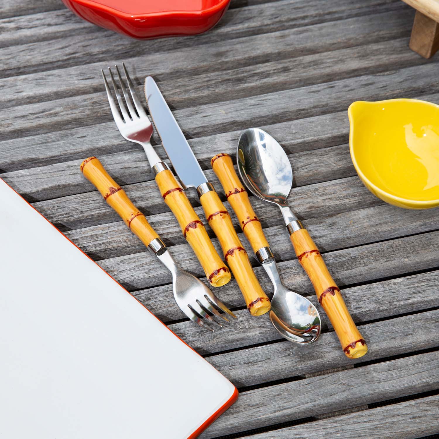 Lenox Fine Lenox Fine Bamboo Plastic Handle 20-Piece Flatware Set - Image 10