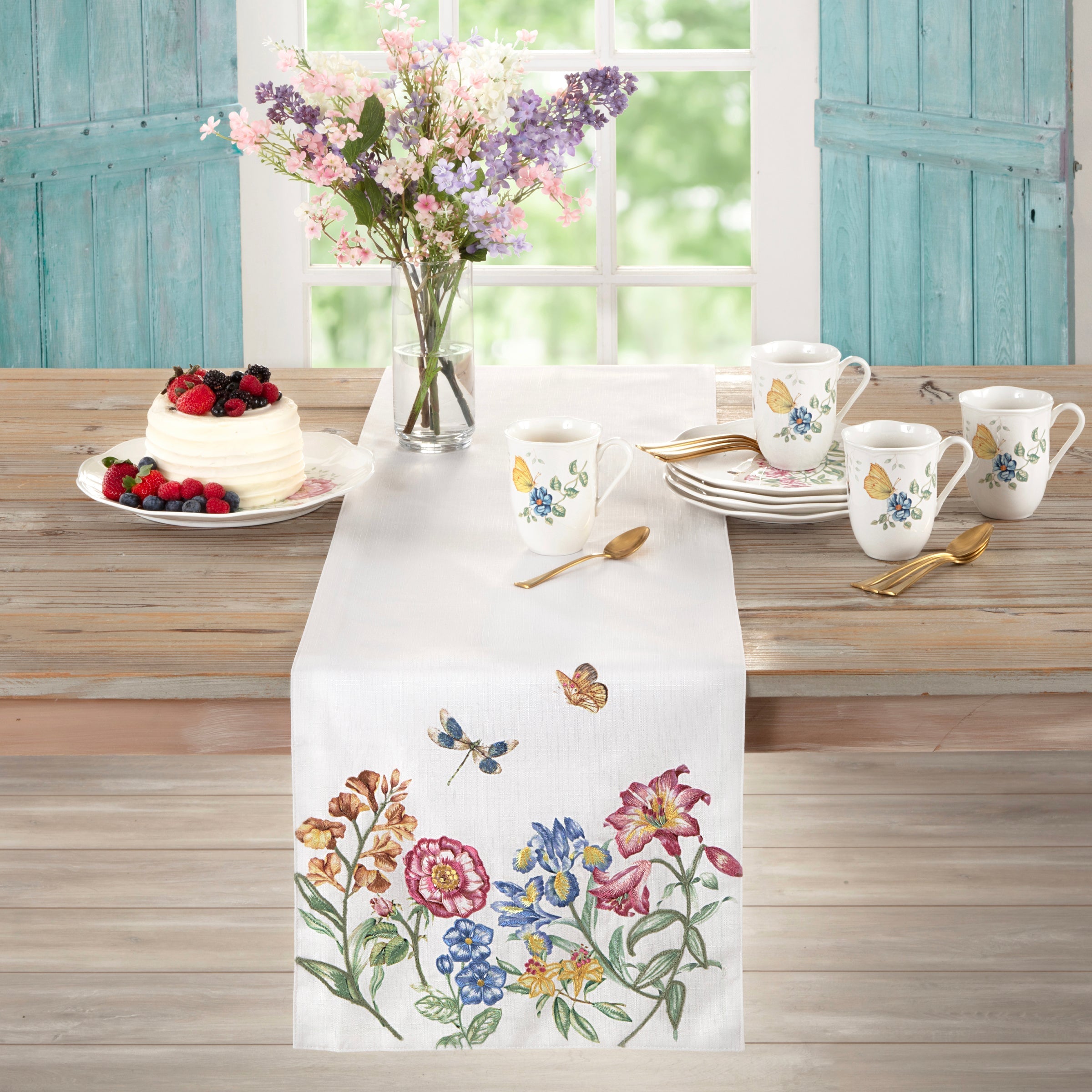 Lenox Fine Lenox Fine Butterfly Meadow Garden Embroidered Runner - Image 2