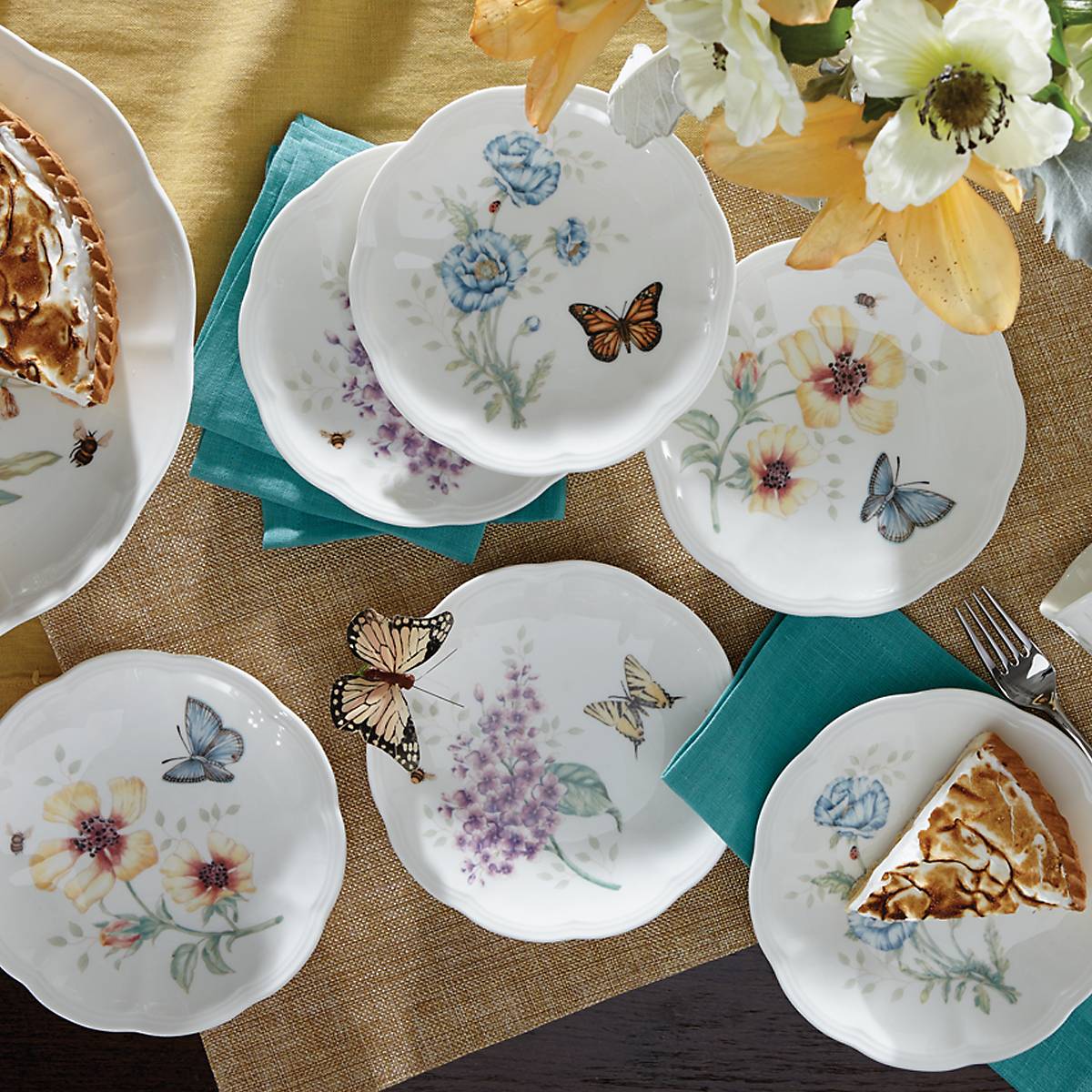 Lenox Fine Lenox Fine Butterfly Meadow 6-Piece Tidbit Plate Set - Image 3