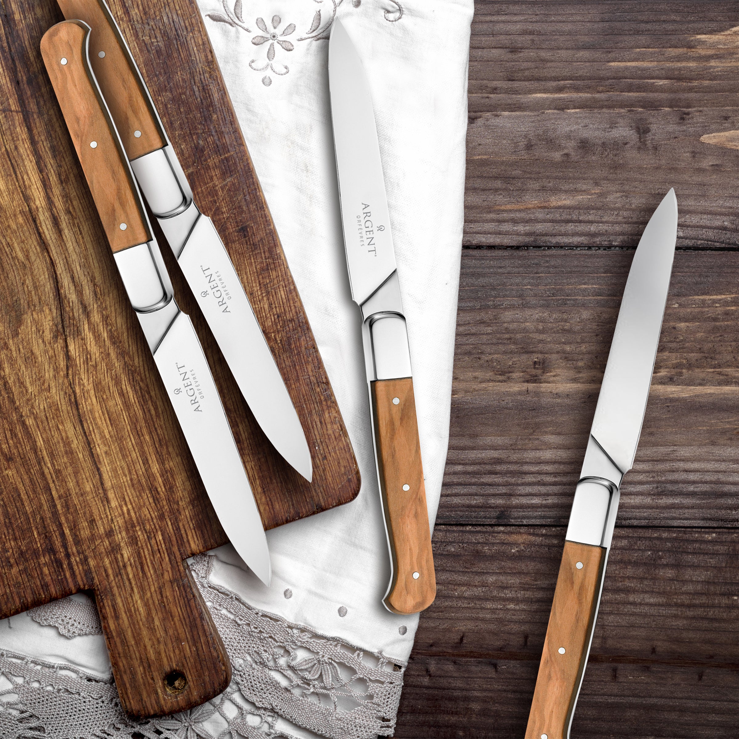 Lenox Fine Lenox Fine Argent Lynden Olive Wood Steak Knives, Set of 4 - Image 4