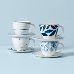 Lenox Fine Lenox Fine Blue Bay 8-Piece Espresso Cup & Saucer Set