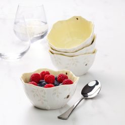 Alternative view of Lenox Fine Lenox Fine Butterfly Meadow Floral Yellow Dessert Bowls, Set of 4
