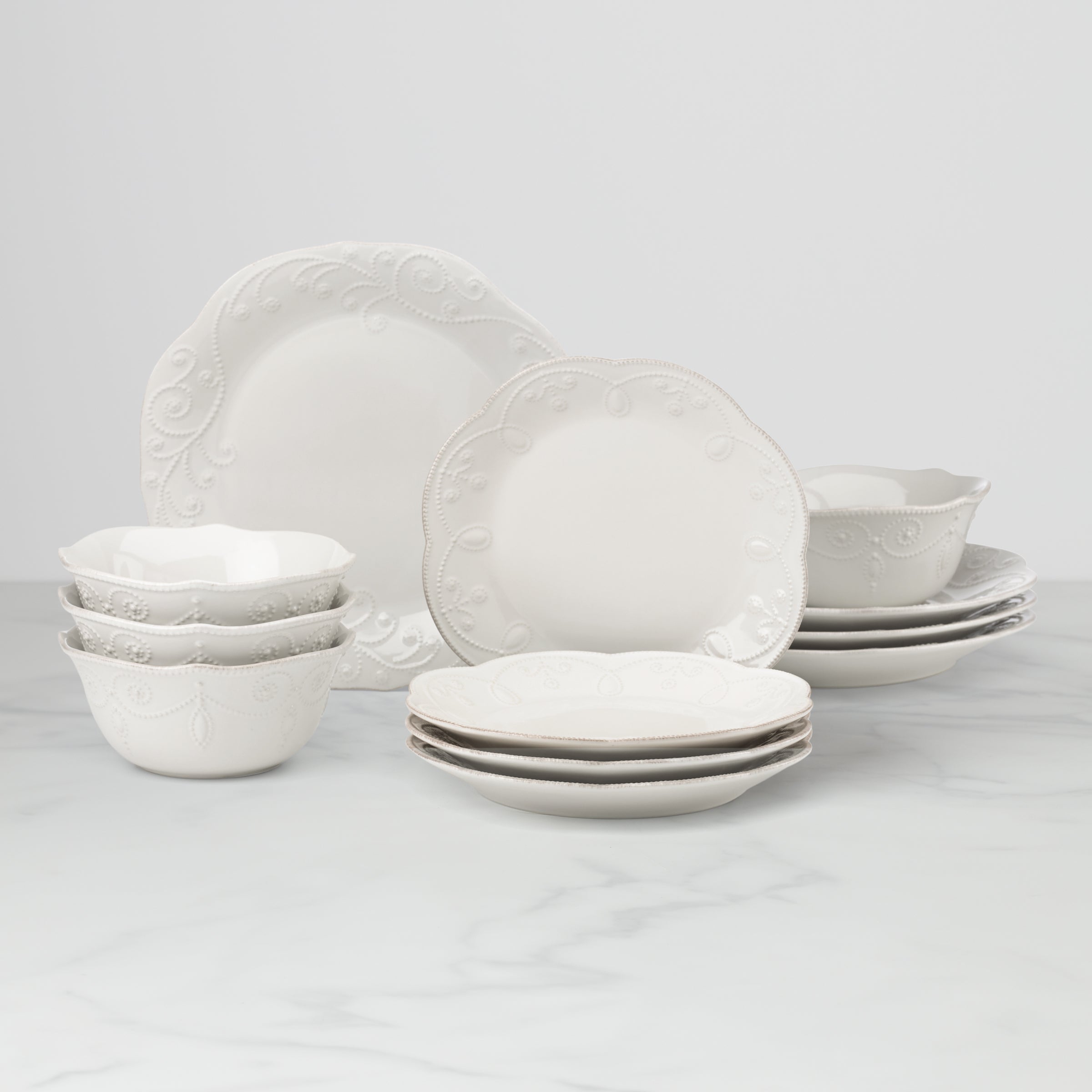 Lenox Fine Lenox Fine French Perle White 12-Piece Dinnerware Set