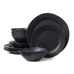 Lenox Fine Lenox Fine Ridge Black 12-Piece Dinnerware Set
