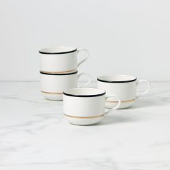 Lenox Fine Lenox Fine Make It Pop Black & White Mugs, Set of 4