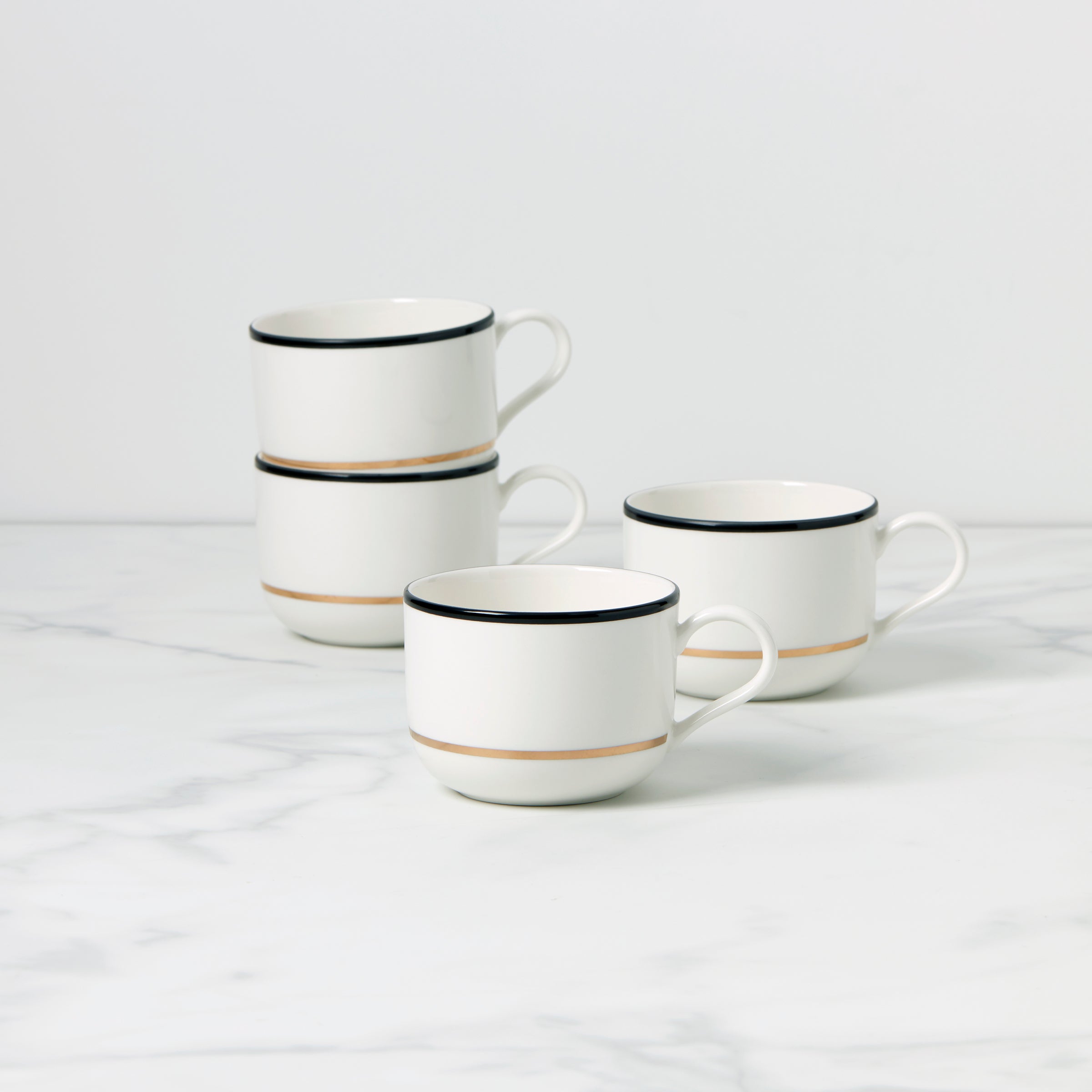 Lenox Fine Lenox Fine Make It Pop Black & White Mugs, Set of 4