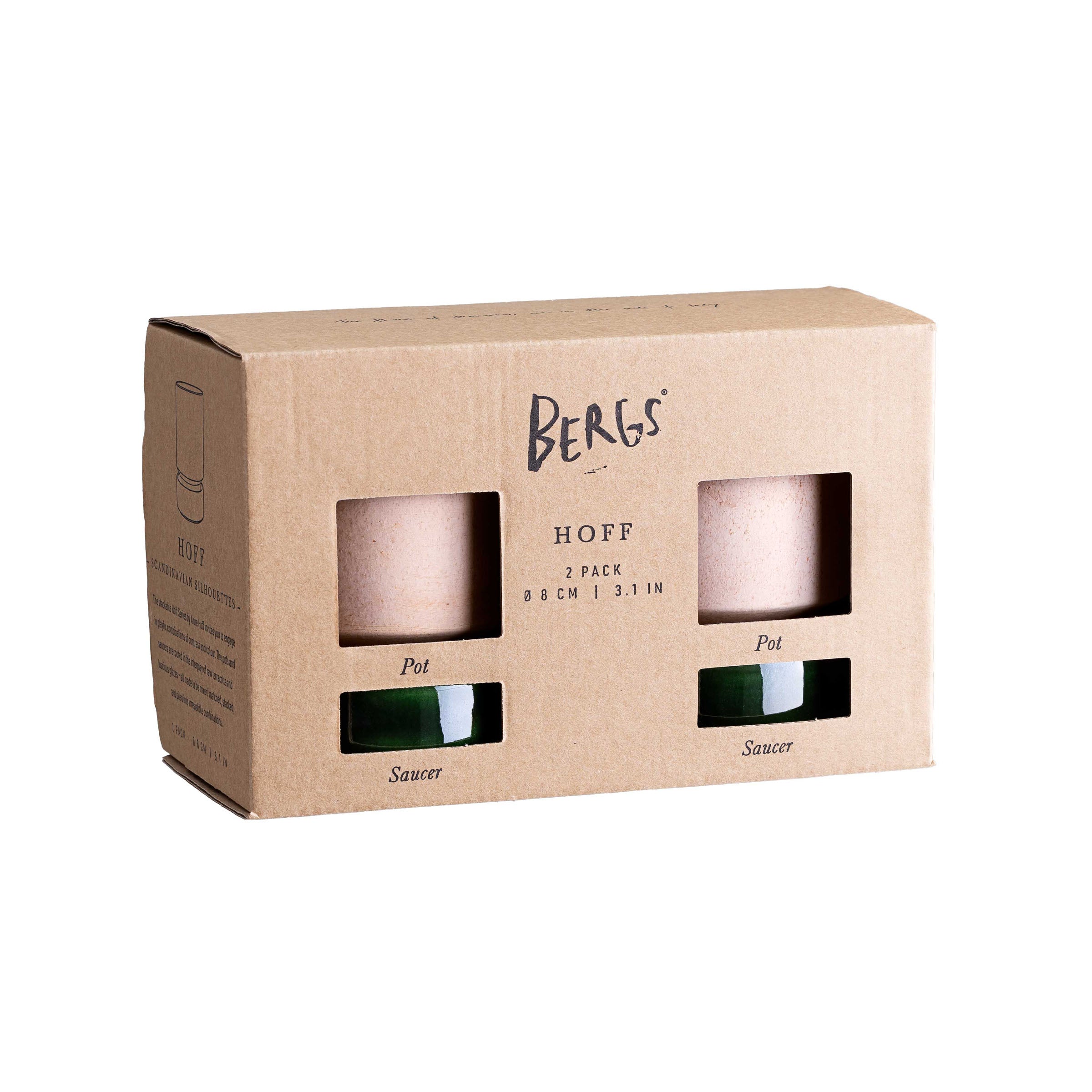 Lenox Fine Lenox Fine Hoff Raw Rosa & Glazed Emerald Green 8cm Pots, Set of 2