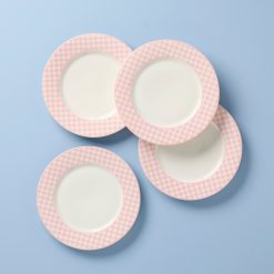 Lenox Fine Lenox Fine Gingham Pink Dinner Plates, Set of 4