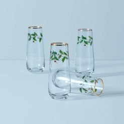 Lenox Fine Lenox Fine Holiday Stemless Flute Glasses, Set of 4