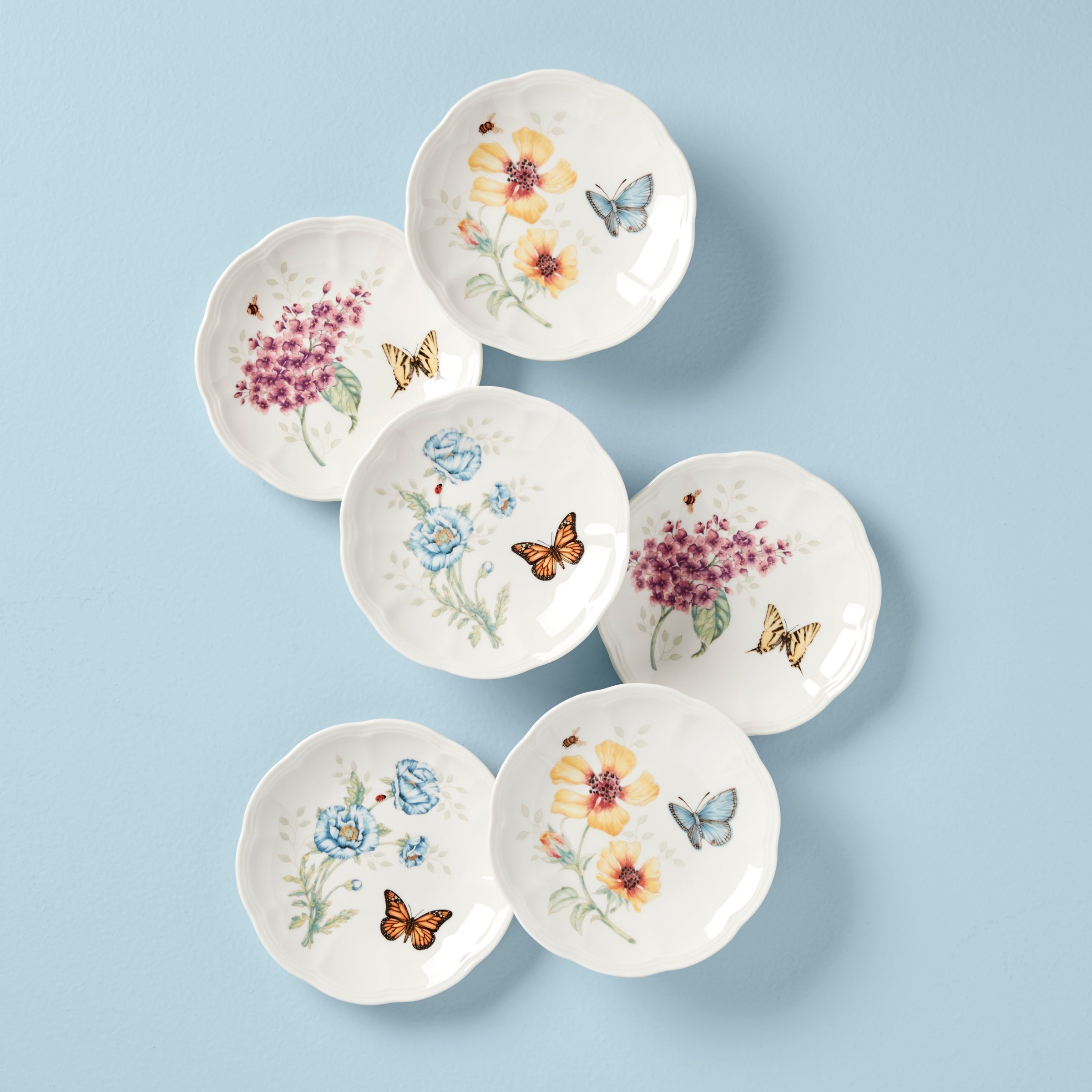 Lenox Fine Lenox Fine Butterfly Meadow 6-Piece Tidbit Plate Set