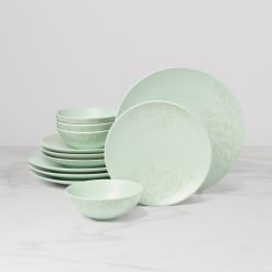 Lenox Fine Lenox Fine Roseto Soft Sage 12-Piece Dinnerware Set