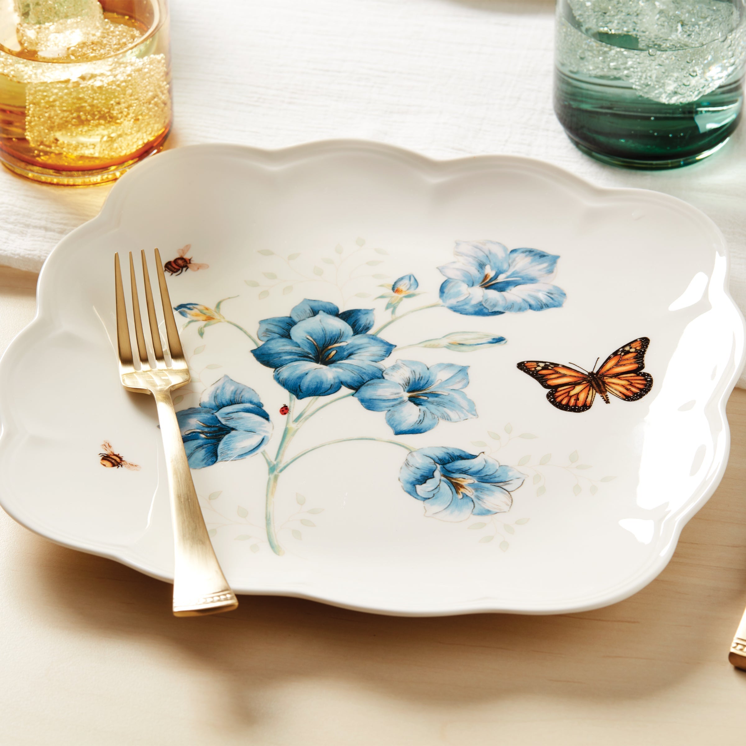 Lenox Fine Lenox Fine Butterfly Meadow Square Dinner Plates, Set of 4 - Image 4