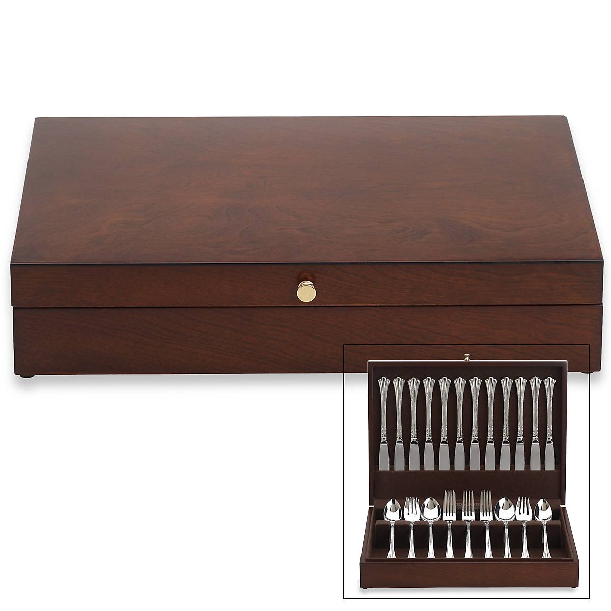 Lenox Fine Lenox Fine Eureka Mahogany Brown Flatware Chest