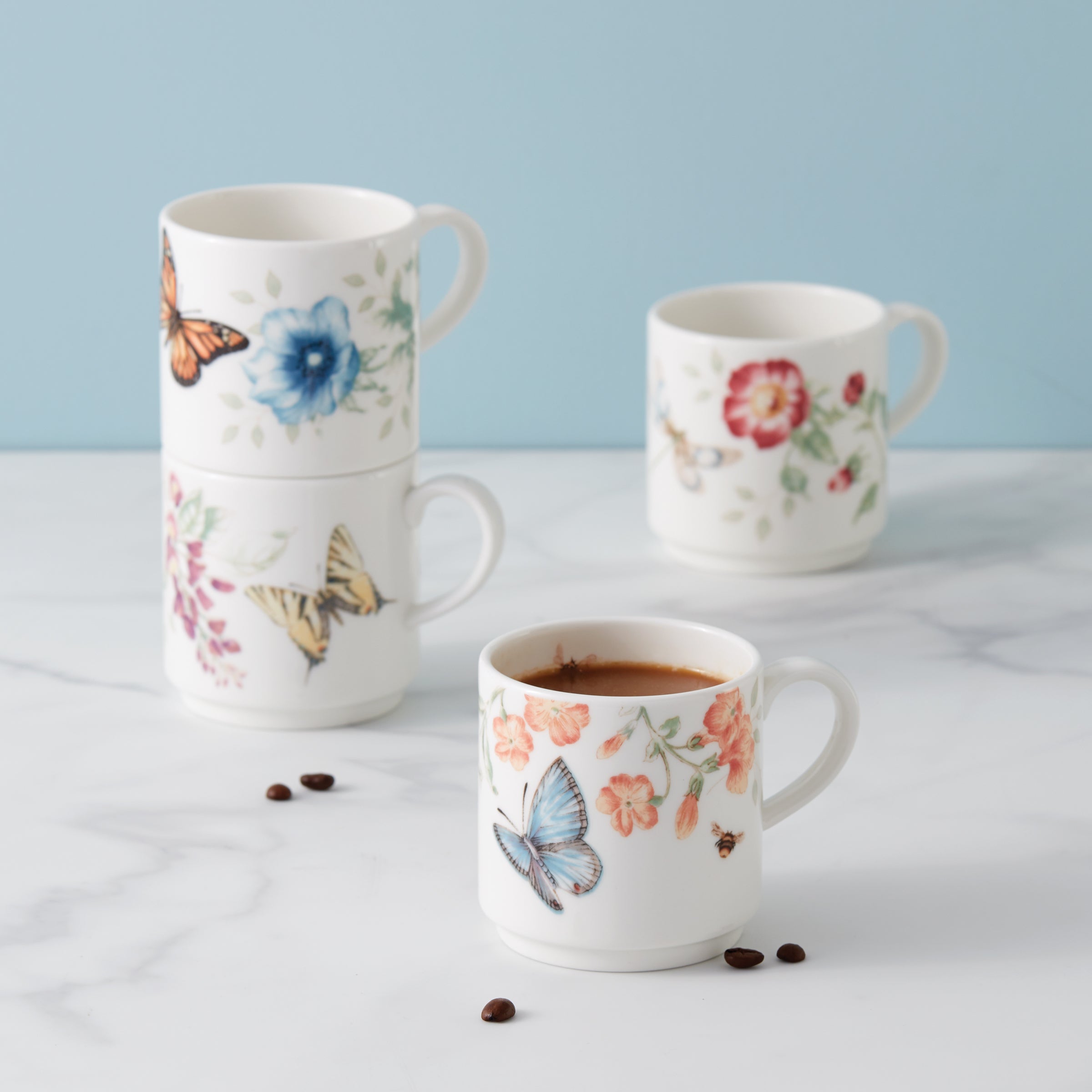 Lenox Fine Lenox Fine Butterfly Meadow Stacking Mugs - Set of 4 - Image 3
