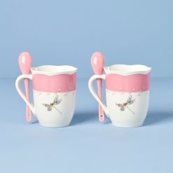 Alternative view of Lenox Fine Lenox Fine Butterfly Meadow Pink Mugs with Spoons, Set of 2