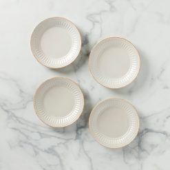Lenox Fine Lenox Fine French Perle Groove White Dessert Plates, Set of 4
