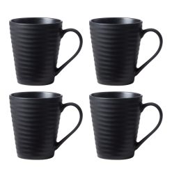 Lenox Fine Lenox Fine Ridge Black Mugs, Set of 4