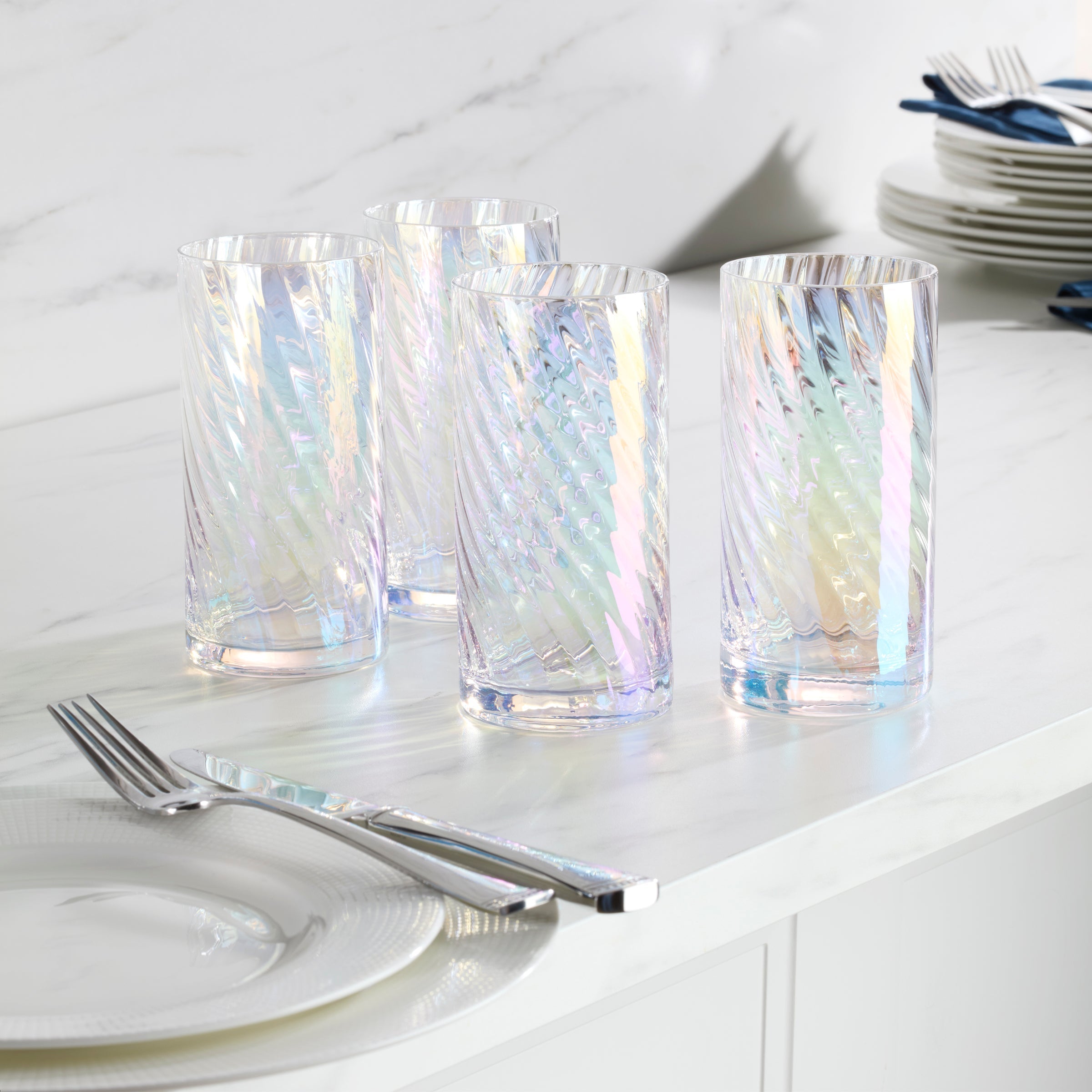 Lenox Fine Lenox Fine Tuscany Classics Iridescent Highball Glasses, Set of 4 - Image 4