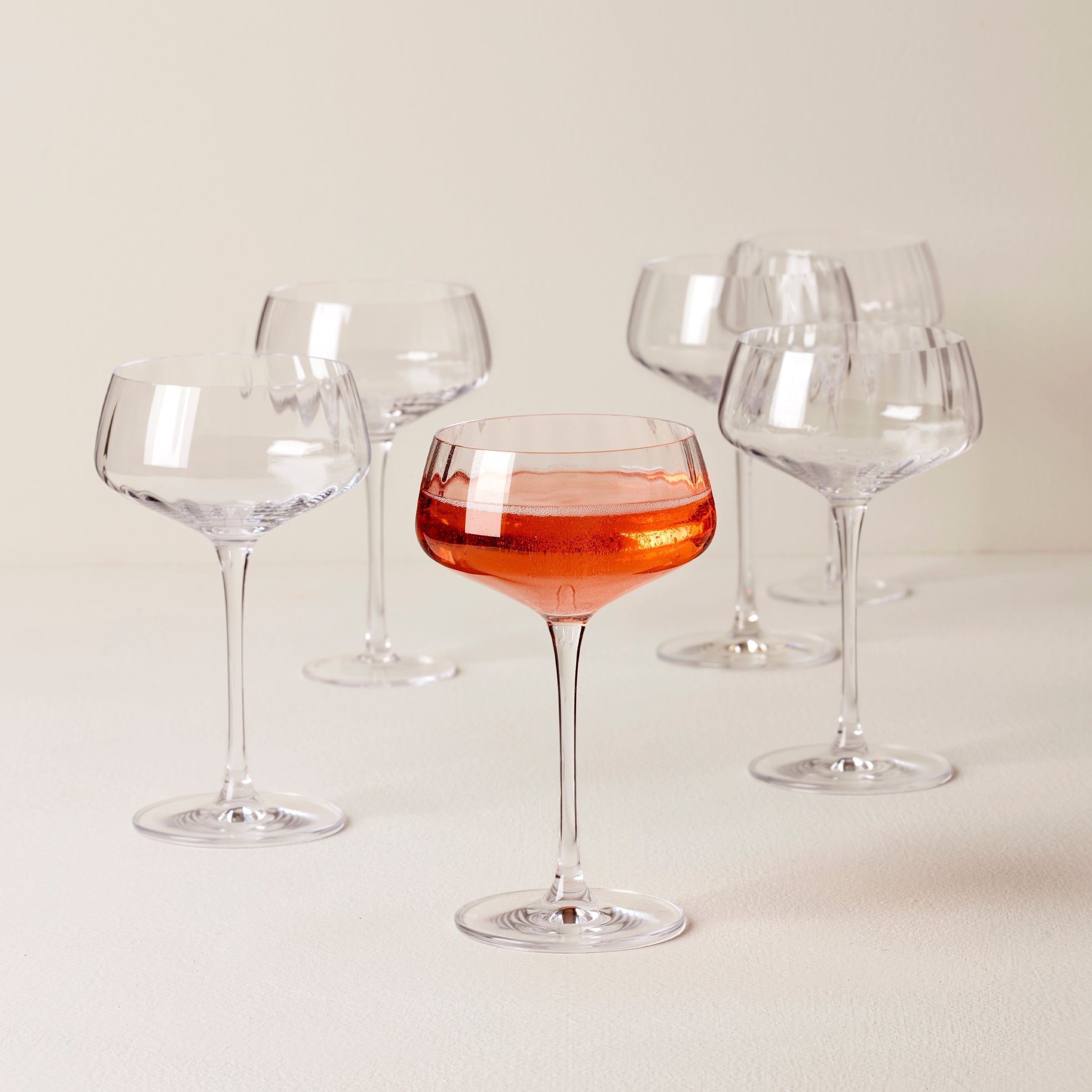 Lenox Fine Lenox Fine Tuscany Classics Angled Optic Coupe Glasses, Set of 6 - Image 2