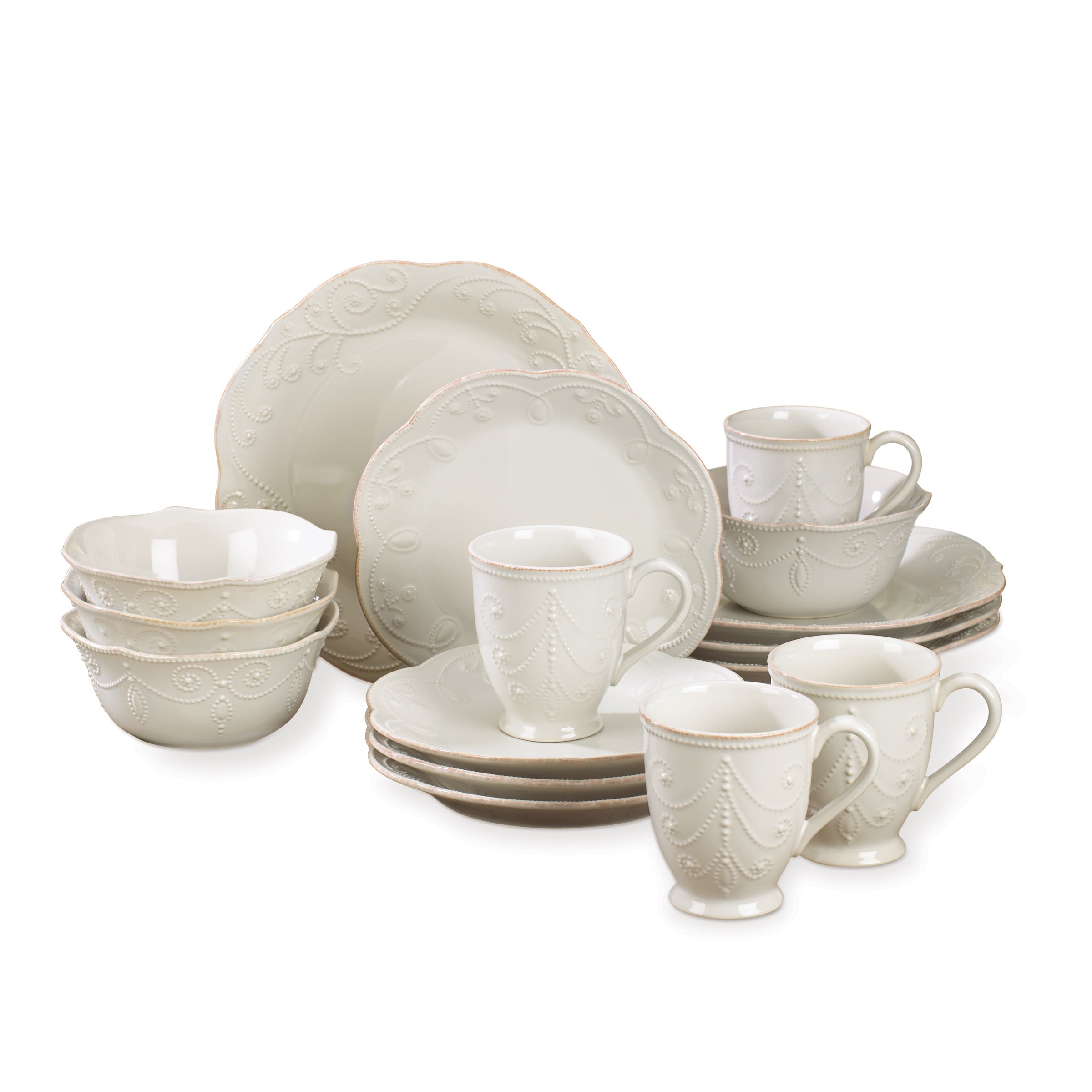 Lenox Fine Lenox Fine French Perle White 16-Piece Dinnerware Set