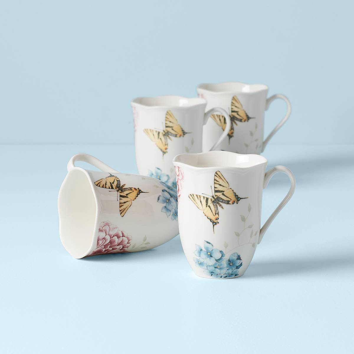 Lenox Fine Lenox Fine Butterfly Meadow Hydrangea Mugs, Set of 4
