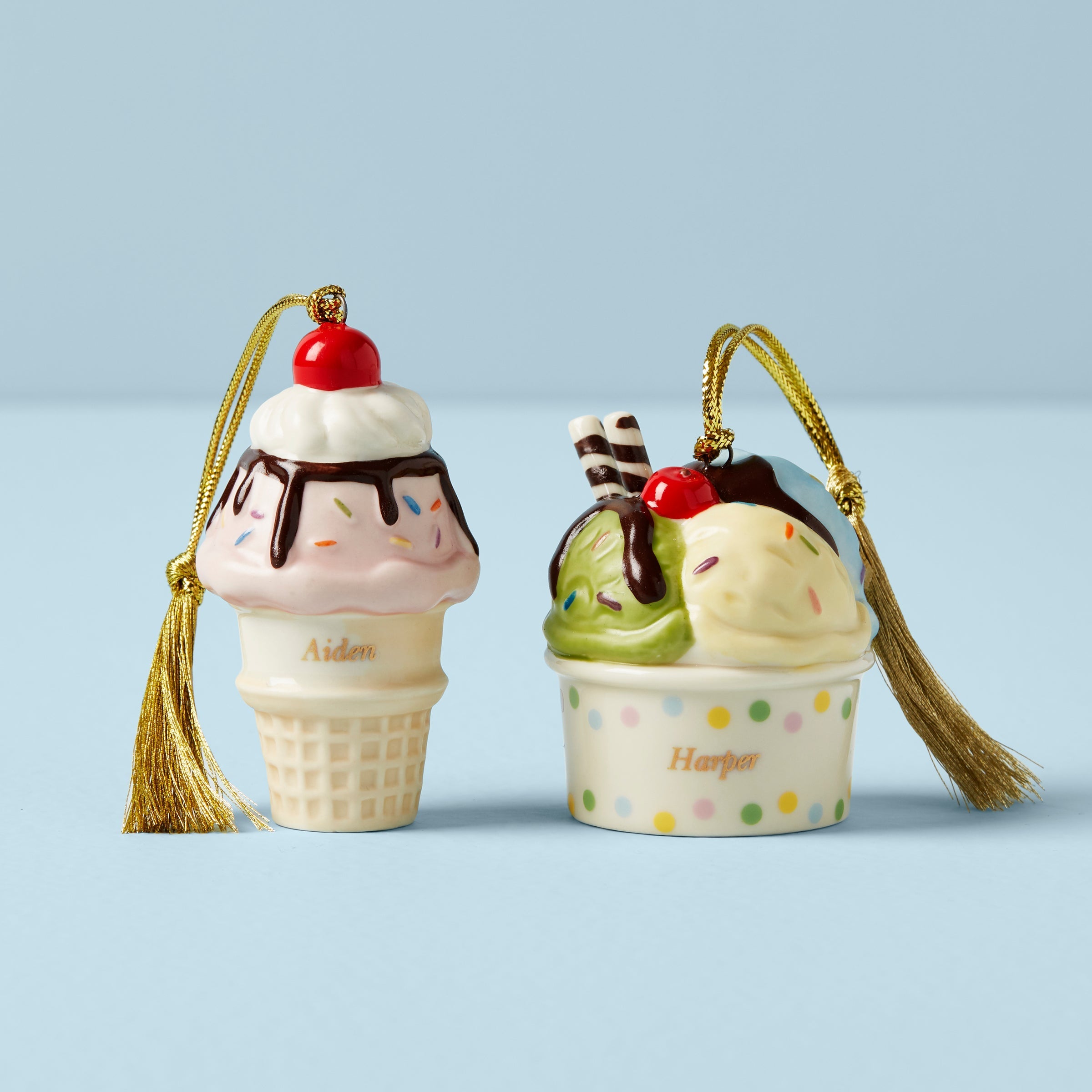 Lenox Fine Lenox Fine Personalized Ice Cream 2-Piece Ornament Set