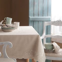 Lenox Fine Lenox Fine French Perle Linen Embroidered 60x120 Tablecloth