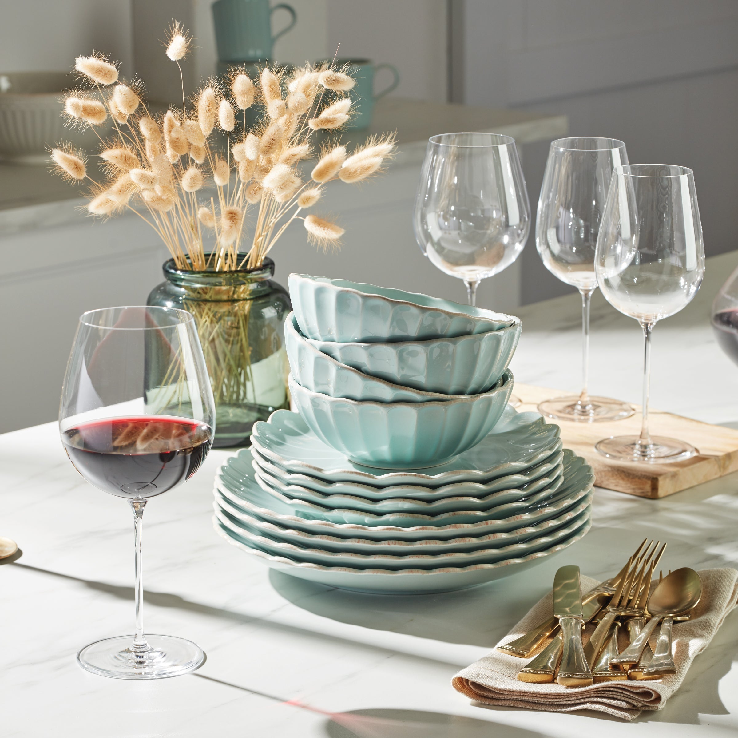 Lenox Fine Lenox Fine French Perle Scallop Ice Blue 12-Piece Dinnerware Set - Image 7