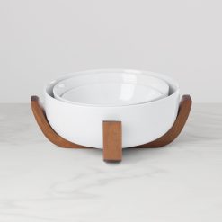 Lenox Fine Lenox Fine 24 Seven White 3-Piece Nesting Bowl Set with Wood Stand