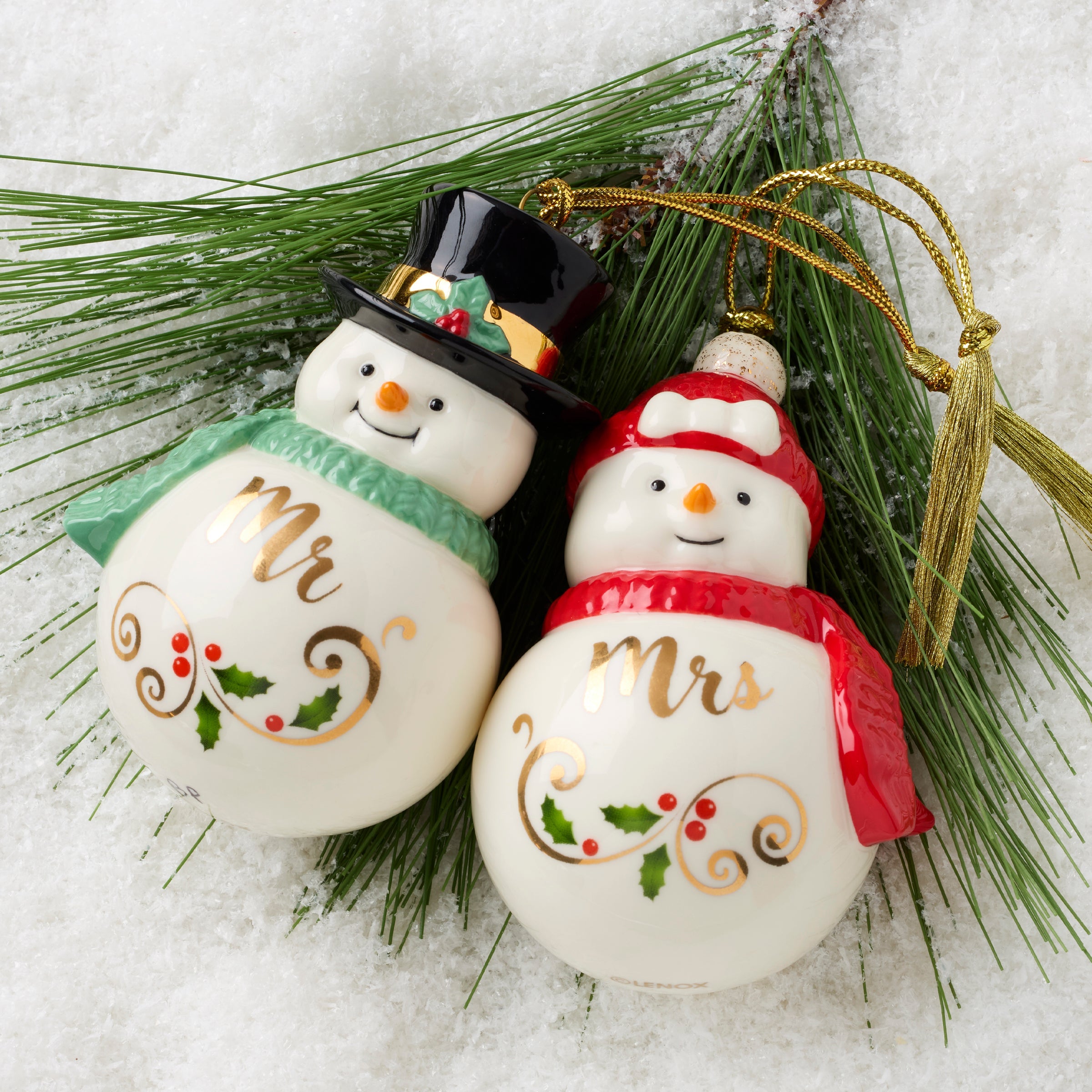 Lenox Fine Lenox Fine Mr & Mrs Snowman Ornaments - Image 2